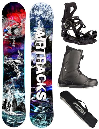 AIRTRACKS Snowboard Set Paquete Completo Tabla Fantasy Carbon Zero Rocke Wide Hombre 148 - Fijaciones Master - Botas Master ATOP 47 - SB Bag