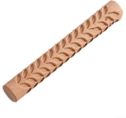Nudelholz aus Holz, geprägt, Blumenmuster, Prägung, graviert, DIY-Werkzeug, 3D-Holzroller, Backwerkzeug, Knetwerkzeug für Kekse, Gebäck, dekorativ (Fan)