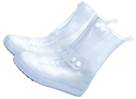 Happyyami 1 Paar wasserdichter Überschuh aus Silikon bodentrampolin outdoor sportovní a outdoorové oblečení shoe covers kemping tragbar Schuhschutz Regenstiefel rutschfeste Schuhe PVC Weiß