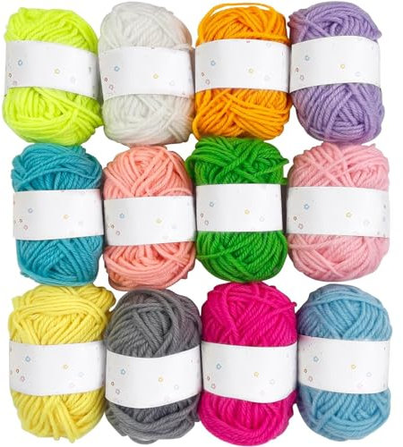 Czwander Wolle Zum Häkeln,12 Farben 10 g/20m Wolle Zum Stricken,Häkelwolle Baumwolle,Baumwolle ideal zum Häkeln,Zum Stricken,Häkeln Kunsthandwerk