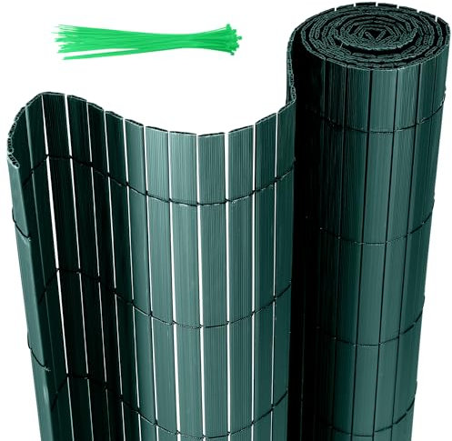 Joparri Canisse en PVC, Brise Vue en PVC 80 x 400 cm, Vert, avec Serre-câbles, Revêtement de Balcon, Renforcement en 4 Poids, Opaque, Clôture de Jardin, Protection Contre Le Vent, Résistant aux UV