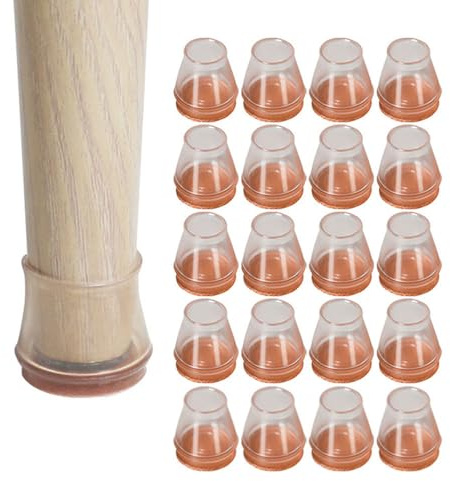 Aieino Chair Leg Floor Protectors 24pcs - Silicone Furniture Feet Cups with Felt Pad Sliders Anti-scratch Flexible Table Leg Caps Cover for Home and Office Tiles Laminate Hard Wood Floors