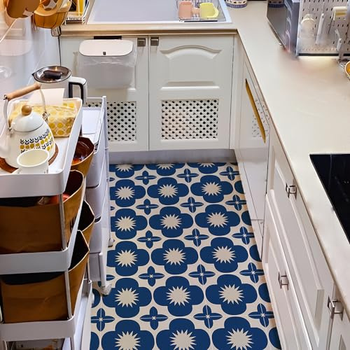 Alwayspon Adesivi per piastrelle, 25 pezzi x 20 cm, blu, autoadesivi, per bagno, cucina, paraspruzzi, in vinile, per pavimenti e pareti