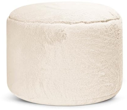 mokebo Pouf XL aus Kunstfell 'Der Flauschige', Flauschiger Fußhocker oder Sitzpouf in Faux fur in Beige, auch als Beistelltisch oder Fußhocker in Felloptik in 40x60 cm mit EPS-Perlen Füllung