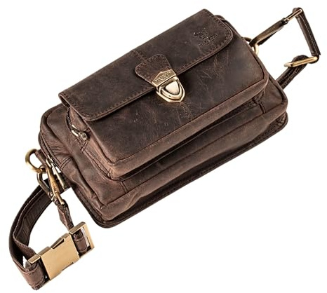 MATADOR (3 in 1 Tasche „Kairo“ – hochwertige Handy Bauchtasche Leder Herren – Umhängetasche Damen mit viel Platz für Portemonnaie – stylische Gürtel-Tasche mit robusten Gürtelschlaufen Dunkel Braun