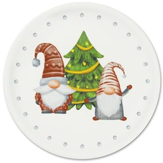 Excelsa Gnomo Friends Lot de 6 assiettes Panettone, porcelaine, diamètre 31 cm, décoration de Noël