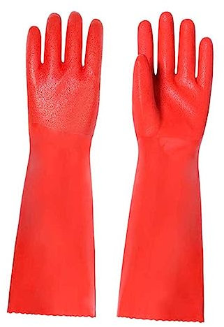 minkissy 1pair Thicken Dishwashing Gloves Non- Housework Gloves for Daily Cleaning Red Comfortable Reusable for Kitchen Laundry Gardening Tasks