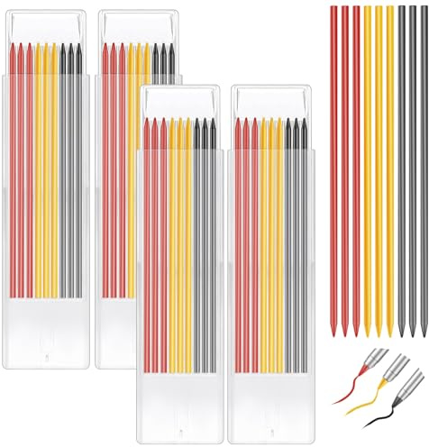 Votoko Mine per matita da carpentiere, 2,8 mm, per disegno architetto (36 giallo, rosso nero)