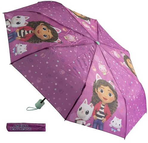 Undercover - Foldable Umbrella - Pocket Umbrella with Protective Cover - 94 cm Diameter - Lightweight and Ideal for Children's Hands, Gabby's Dollhouse