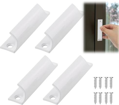 Rbleote 4 Stück Balkontürgriff Außen, Terrassentür Griff, Türgriff Balkontür Außen Aluminiumlegierungsgriff Terassentürgriff Balkontür 76mm für Möbelzubehör (Weiß)