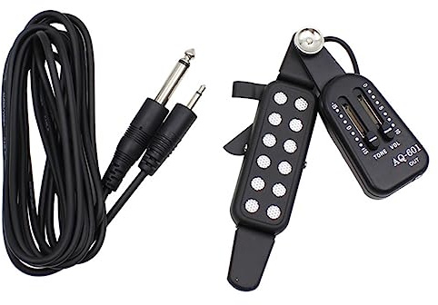 Silberner Gitarrenkontaktwandler für Akustikgitarre aus Metall und Abs | Schallloch Ausführung, Resistent gegen Verformung, Verschleißfest, mit Musikzubehör für Folk und Klassik