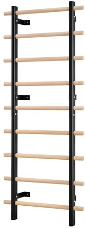 VEVOR Espalier en Bois Massif et Acier Carbone 197x80 cm, Échelle Suédoise Murale à 9 Niveaux, avec Grande Capacité de Charge de 150 kg, pour Escalade, Gym Salle de Sport Aire de Jeux Intérieur
