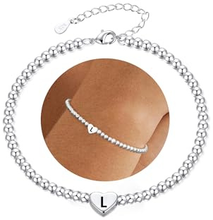 DORANA Sterling Silber Initialen Armband für Damen Buchstaben A-Z Herz Armbänder Nicht anlaufend Geschenke für Mädchen Tochter Schwester Freunde Schmuck