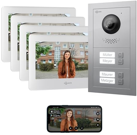 GOLIATH Basic Line Türklingel & Türsprechanlage mit Kamera für [MEHRFAMILIENHAUS] mit Smartphone App - Klingel mit Kamera & Monitor - Doorbell Camera - Video Sprech - & Gegensprechanlage mit Türöffner
