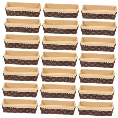 DECOMELODY 25 Moldes de Papel Rectangulares para Bizcocho, Resistentes al Calor Aceite, No se Deforman, para Hornear Panecillos, 25 Piezas