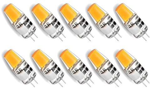 GFDYTG LED Lampen,Warmweiß 5W G4 3000K Ersatz für 50W Halogenlampen Leuchmittel,500LM G4 LED Birnen Nicht Dimmbar,Kein Flackern,12V AC/DC,Sockel,10er Pack