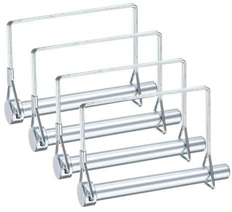 M METERXITY 4-Pack Perno Di Aggancio Per Rimorchio 12mm x 100mm(DxL | Perno Di Bloccaggio Per Rimorchi Agricoli, Acciaio Al Carbonio Zincato, Perno A Forma Di D, Perno Di Aggancio Albero PTO