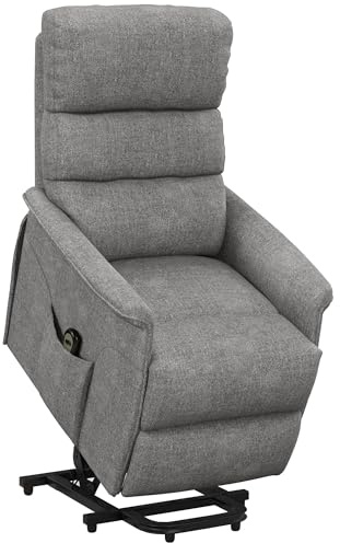 HOMCOM Sillón Relax Reclinable Eléctrico Sillón Levanta Personas con Mando a Distancia y Bolsillo Lateral Sillón Elevador para Salón Dormitorio Gris