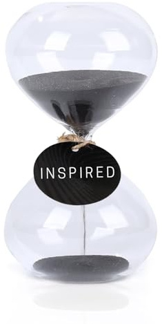 GNEGNI LIFE Fluffige Bauchige Form Sanduhren, 30 Minuten Sanduhr, Schwarzer Sand, Glas Deko Sanduhren, Mittlere Sanduhr für Zuhause, Schreibtisch, Klassenzimmer, Büro, Hochzeitsdekoration