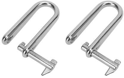 Alomejor Manille D Longue en Acier Inoxydable de 8mm, Durable, pour Applications Marines, Paquet de 2, Idéale pour les Camions, Remorques, Camping, Randonnée