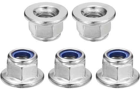QUARKZMAN Tuercas De Bloqueo Con Insertos De Nylon M10x1.5mm Con Brida, 35 Piezas De Tuercas Hexagonales Métricas De Acero Inoxidable 304 Autoblocantes Para Fijadores