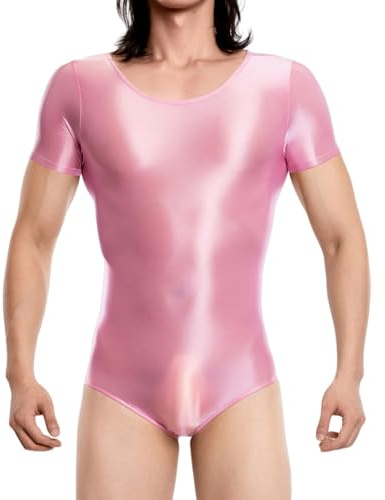 RuiChy Herren Body mit glänzendem Trikot kurzärmelig einteilig Jumpsuits Herren Dessous Bodys Tank Tops Unterwäsche Cosplay Kostüm Party Clubwear Nachtwäsche
