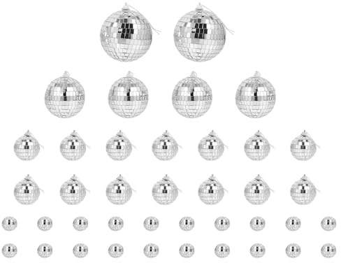 AKOOSY Set 40 Pezzi Palline a Specchio Decorazione Festa Matrimonio Palla da Discoteca Riflettente per Eventi Sfondo Fotografico e Abbellimento Torta Resistente e Versatile per Feste