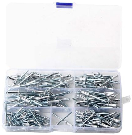 Lot de 175 rivets 6 tailles en aluminium, 175 pièces, 25 rivets en plastique pour bois adaptés pour les meubles d'extérieur et d'intérieur et plus pour une utilisation intérieure et extérieure