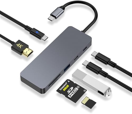 ZanBix USB C Hub, 7 en 1 Adaptador USB C Dock con HDMI 4K, 100 W PD, Tipo C 3.2, Tipo C y USB 2.0, Lector SD/Micro SD para MacBook, Ordenadores Portátiles, Tabletas y Dispositivos con Función OTG