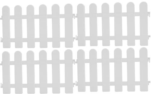TOYANDONA 4 Pezzi Recinzione da Giardino in Plastica Bianco Steccato Decorativo per Aiuole e Prati Bordatura Esterno Resistente e Facile da Montare per Divisione Spazi e Protezione Animali