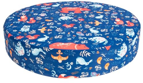 HOMSFOU Cojín Elevador Infantil Redondo, y Desenfundable, de Esponja, para Silla de Comedor, Comer y Jugar, Azul