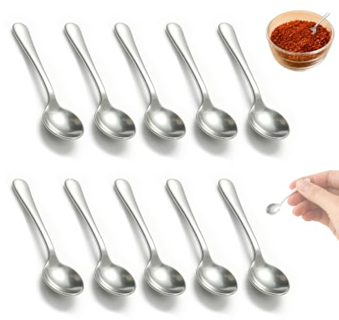 Zlokdraxy 10 Stück Espressolöffel Edelstahl Mini 7.5cm, Kleine Espresso Löffel Kompakt und Tragbar Geeignet für Kaffee, Gewürze, Salz, Honig (Silber)