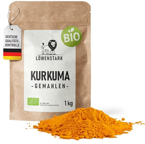 BIO-Kurkuma gemahlen1 kg I Fein gemahlenes Bio-Kurkuma als Superfood I Mild würziges Kurkumapulver, ideal für goldene Milch, Currys, Saucen, Dips I Veganes Gewürzpulver