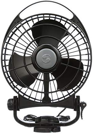 Ventilateur Bora de SEEKR par Caframo, Conception compacte avec Un Flux d’air Puissant, Faible consommation d'énergie, Durée de Vie du Moteur de 5000 Heures, 3 Vitesses, 12V, Noir