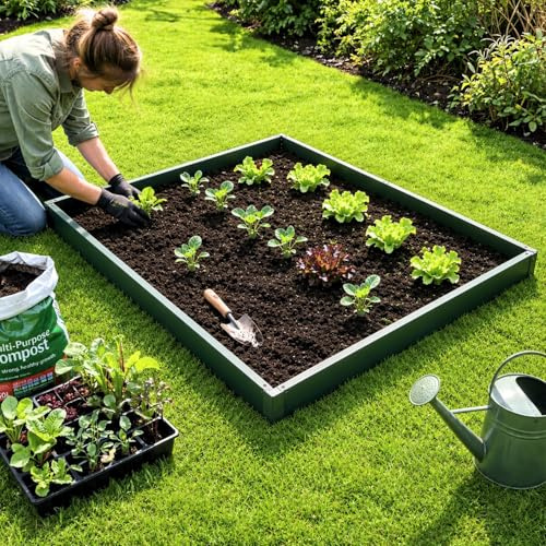 GardenSkill Raised Bed – Large Garden Vegetable Planter Kit for Growing Flowers Herbs Fruit Veg (1.25m x 1.25m x 150mm high)