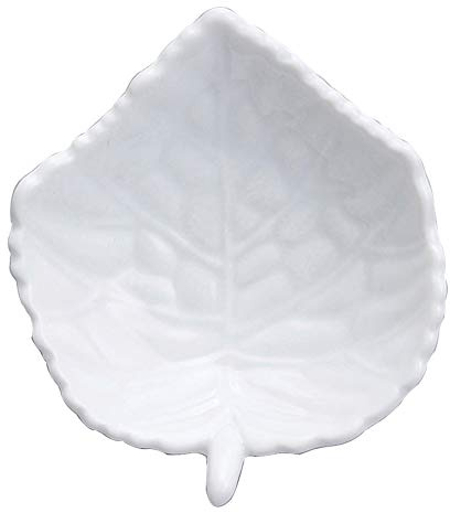 HIC Kitchen Tea Bag Holder Caddy, Fine White Porcelain, Leaf Design