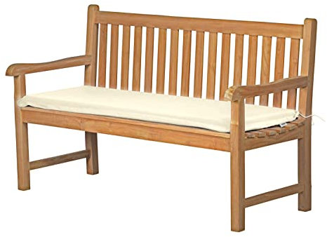 Bankauflage Bankkissen Bankpolster Gartenbankauflage Polsterauflage Sitzauflage Sitzkissen Gartenbank 110 x 40 cm altweiß beige Creme hochwertig Made in Germany