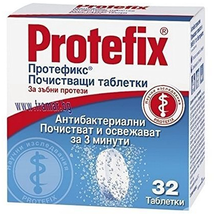 Protefix DENTURES Cleaning Tabs x 32 Anti-Bacterial FAST Disinfectant FRESH by Protefix