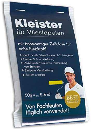 murando - Tapetenkleister Profi Vlies Kleister Fototapete Tapete 200g (ca. 20-24 m2) - Ideal für Fototapeten, optimales & praktisches Dosieren 4 x 50g Päckchen