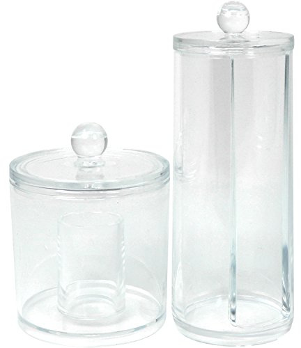 com-four® 2-teiliges Set Kosmetik Organizer - Runde Kunststoff Boxen zur Aufbewahrung von Wattepads, Wattestäbchen und Make-Up (02-teilig - Kosmetikorganizer)