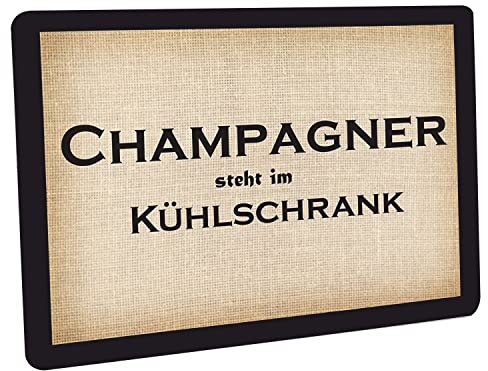 Crealuxe Fussmatte - Champagner Steht im Kühlschrank - 60x40cm, Bedruckt, Fußabtreter, Fußabstreifer für die Haustür, Fußmatte rutschfest