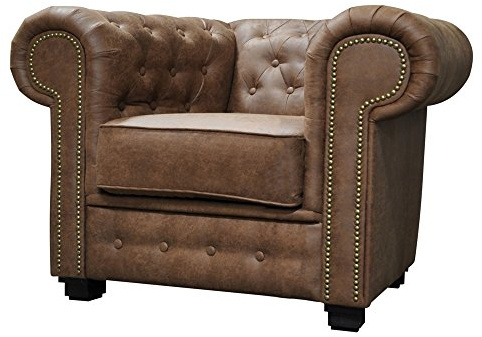 Sofas and More Astor Chesterfield Style Sofa Set 3+2 Seater Armchair Brown Faux Leather (Armchair)