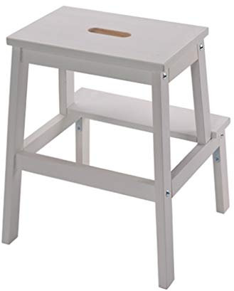 LIYFF-Escaleras plegables Holzleiter Hocker für Erwachsene/Kinder Tragbares 2-stufige Treppe Flower Stand/Storage Shelf/Trittschemel, 100 kg Fassungsvermögen - Weiß