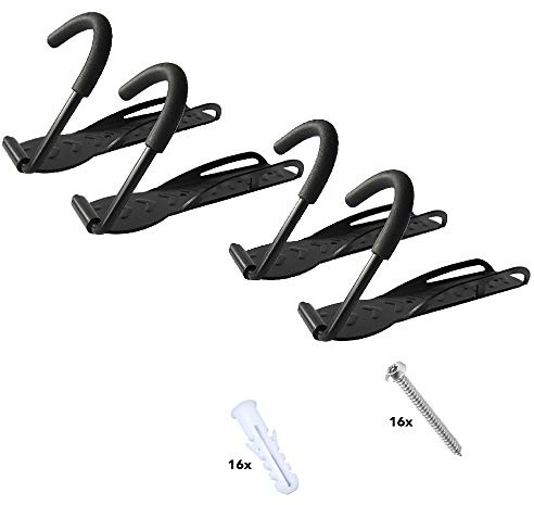 RASENFREUND® 4 Stück Fahrradhalter Wandhalterung schwarz Fahrradhalterung für 4 Fahrräder Wandhalterungen Wand Halterungen Halterung Fahrradständer inkl. Montagematerial (4er)