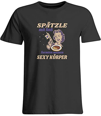 Spätzle avec sauce – Proverbes souabes – Cadeaux de souabe – T-shirt grande taille, Noir profond, XXXL