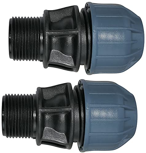 AERZETIX - Lot de 2 Manchon Adaptateur Fileté - Réducteur de Compression Droit - Raccord Filetage Mâle 3/4 - pour Tuyau d'Eau Ø20mm - en Polypropylène - Connecteur Réparateur