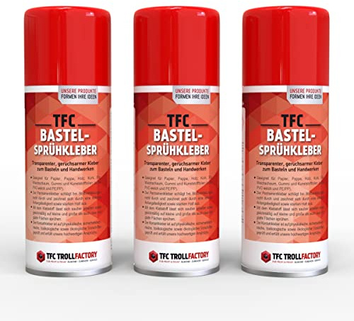 Troll Factory Bastel Sprühkleber zum Basteln und Handwerken, universale, saubere Anwendung auf vielseitigen Oberflächen (3)