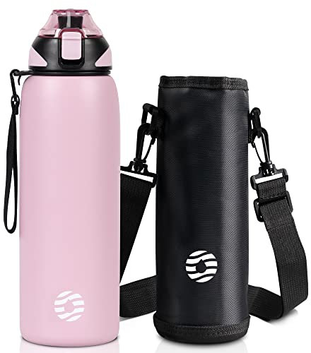 FJbottle Gourde en acier inoxydable de 1 l, 800 ml, 600 ml, 400 ml, sans BPA pour enfants, bouteille d'eau anti-fuite, thermos pour sport, sport, université, école, fitness, extérieur, vélo