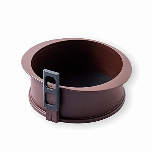 LACOR - 66778 - Molde Redondo Desmontable fabricado en 100% Silicona Alimentaria Antiadherente con Base de Cristal, Cierre Seguro, Ideal para Pasteles y Tartas, Base de cristal, Ø 20x7 cm, Marrón