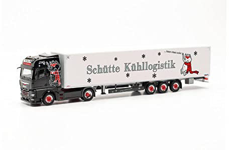 Herpa LKW Modell Man TGX GX Koffer-Sattelzug 15m „Schütte Kühllogistik“, originalgetreu im Maßstab 1:87, Modell LKW für Diorama, Modellbau Sammlerstück, Deko Miniaturmodelle aus Kunststoff